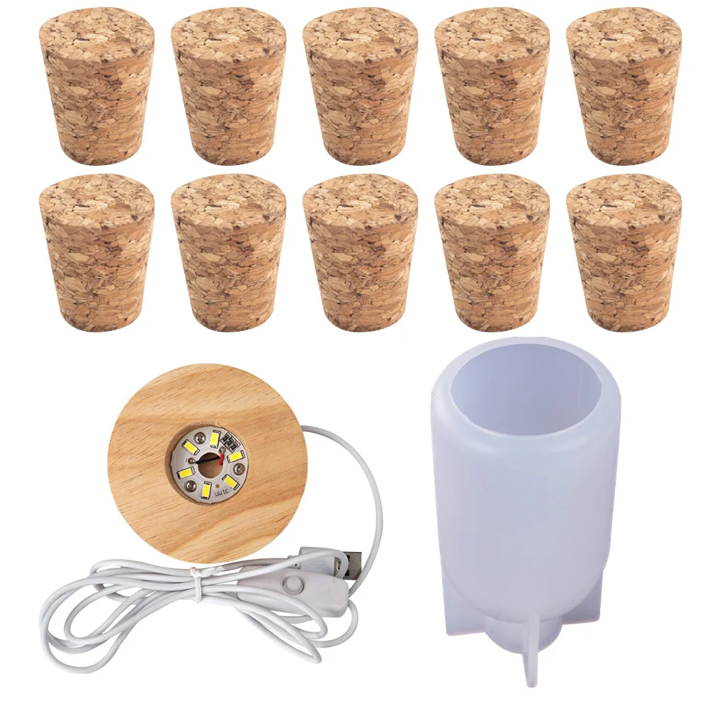 1Set Beautiful DIY Bottle Lamp Night Light Mold with Wooden Stand for Christmas Wedding Birthday Handmade LED Decoration