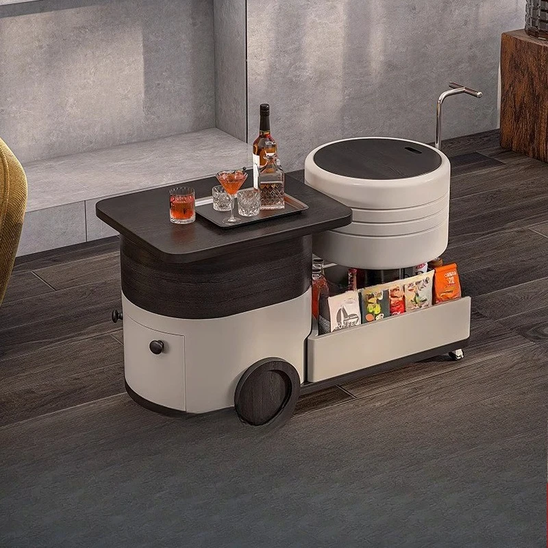 Italian sofa side table movable trolley multi-functional lifting coffee table living room sofa side shelf