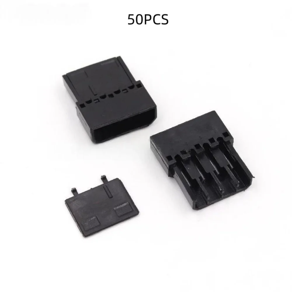 50PCS 5.08mm Big 4P Hard Drive Connector Housing, Male Female Conjoined Shell, 4 Pin Wiring Cable Plug Housing