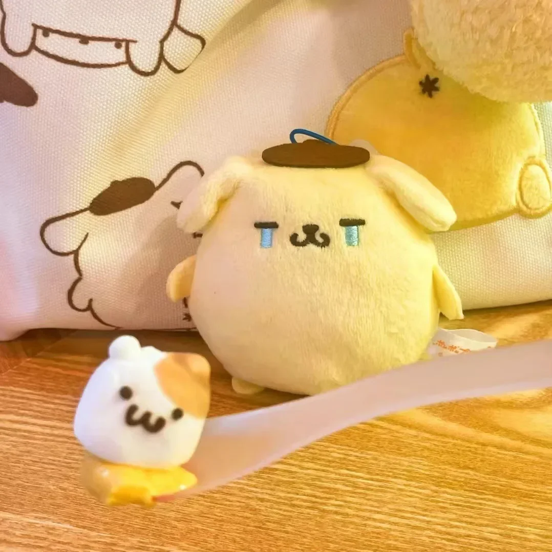 Cartoon Cute Kawaii Pompompurin Crying Mini Plush Doll Keychain Bag Charm Lovely Sad Dog Toy Gift