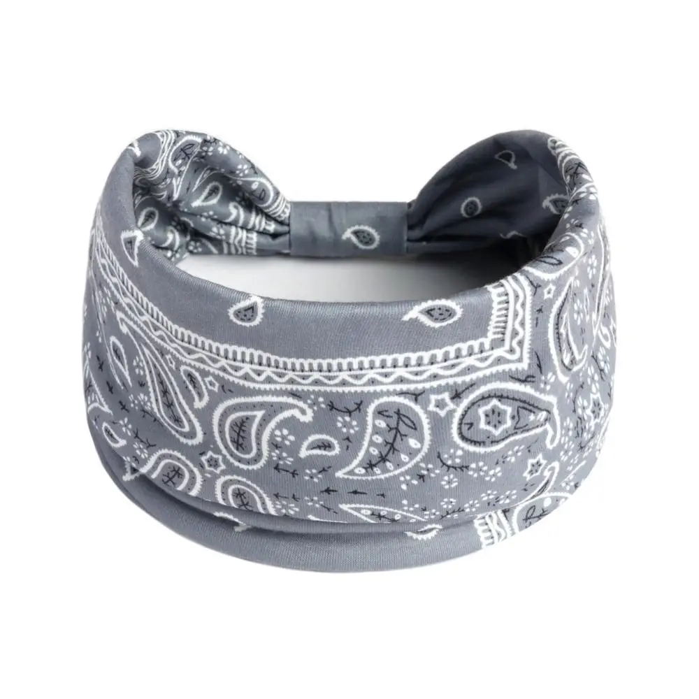 

Cashew Print Boho Knot Turbans Headwrap Wide Edge Charming Floral Bandanas Headband Colorful Elastic Cross Headband Sports