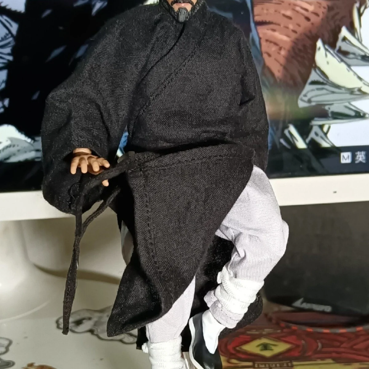 

【Clothing Only】Handmade 1/12 Cotton Linen Robe Waistband Lantern Pants Martial Arts Set For 6inchs Notaman vtoys Action Figures