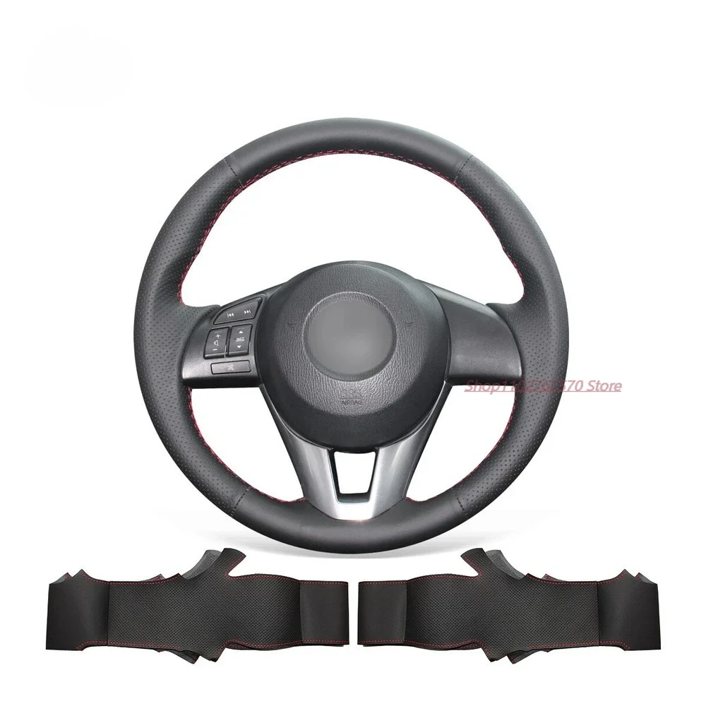 

Чехол на руль из дышащей искусственной кожи с защитой от скольжения, сшитый вручную, для Mazda 2, 3, CX-5, Mazda 6, Scion IA, автомобильные аксессуары