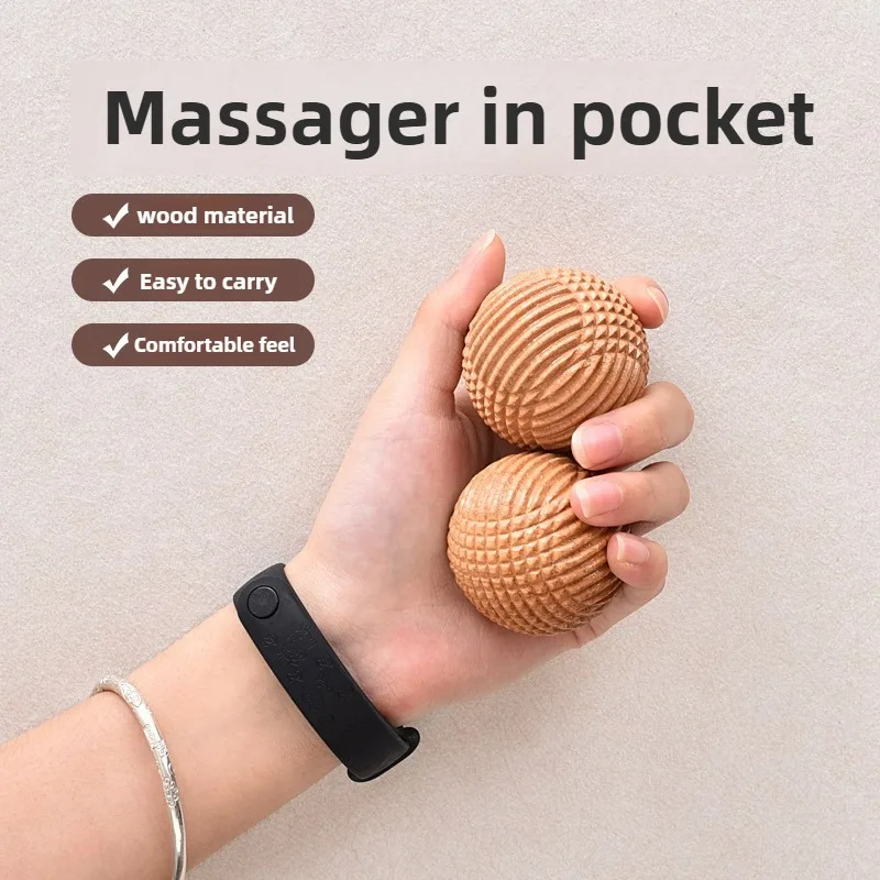 Wooden Massage Ball - Solid Palm Tool for Grip Strength & Muscle Relief, Deep Pressure Hand Trainer for Adults/Seniors