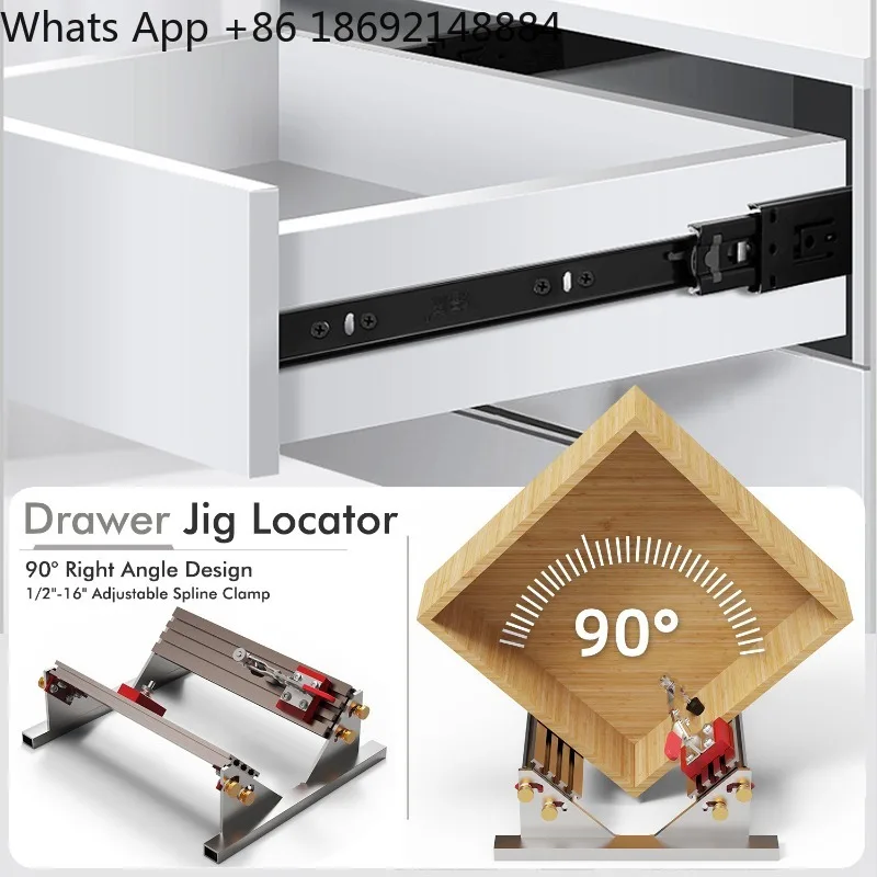 Drawer clip positioner, multi-size adjustable, drawer mount holder, woodworking tools