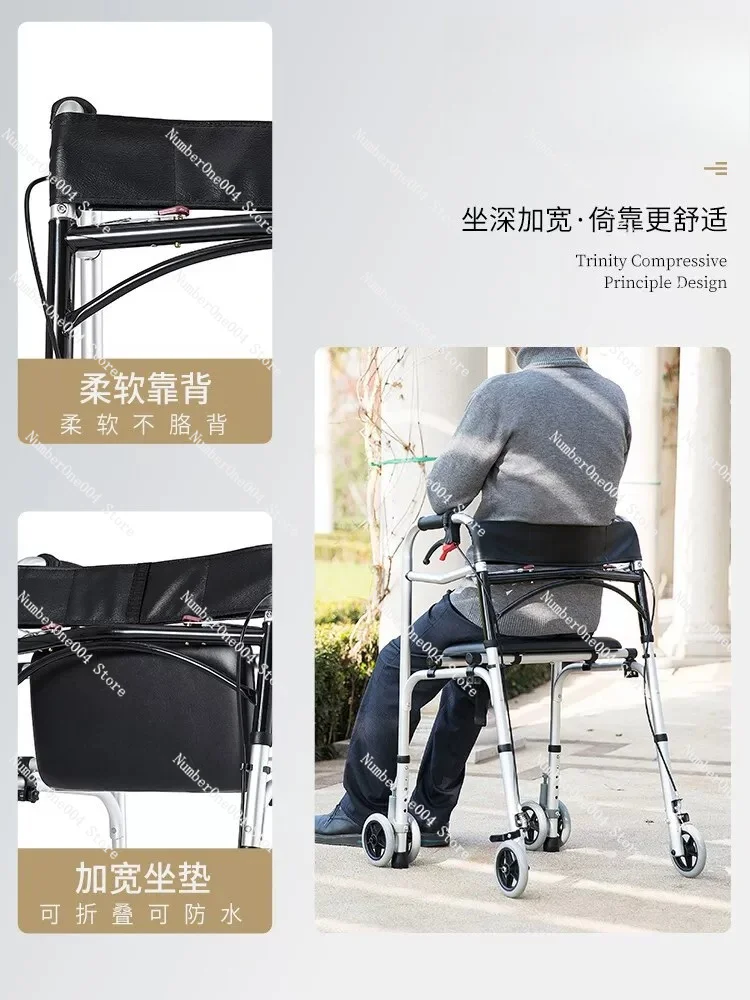 Rollator Walker with Hand Brakes 4 Wheel Folding for Elderly Disabled Walking Aid