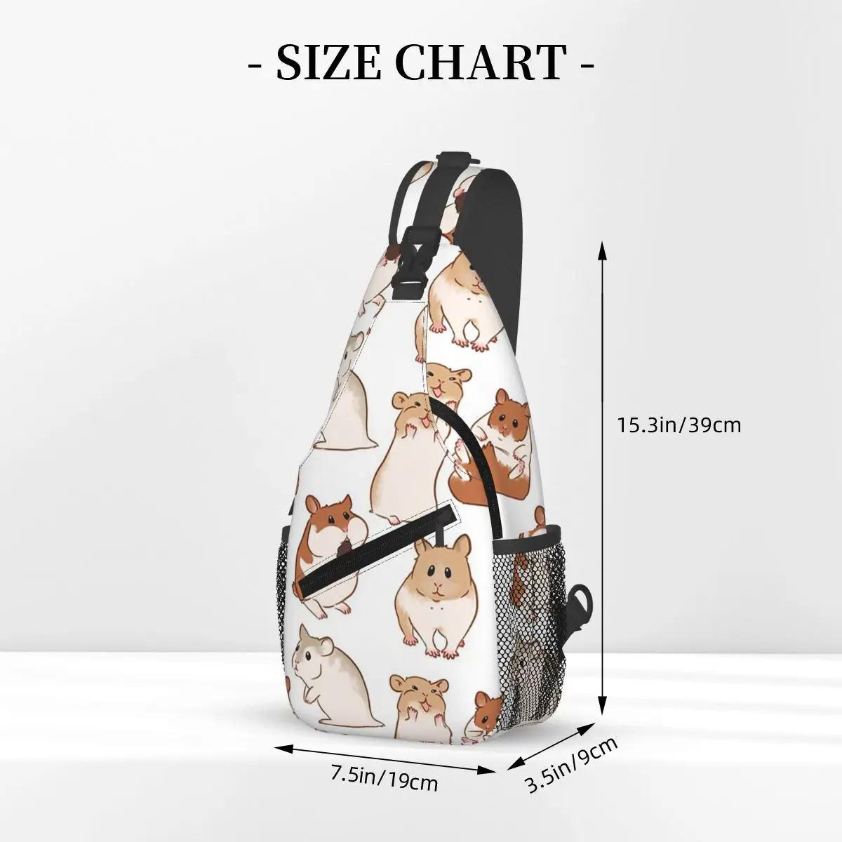 Cute Hamster Pattern Chest Bag Men Sling Crossbody Backpack Chest Bag Traveling Hiking Daypack Shoulder Bag