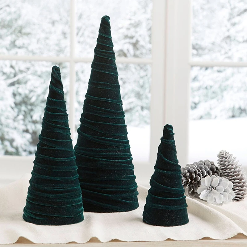 15/25/35cm Handmade Velvet Christmas Tree Desktop Ornament Small Pine Tree For Table Decor Christmas Party Supply New Year Gift