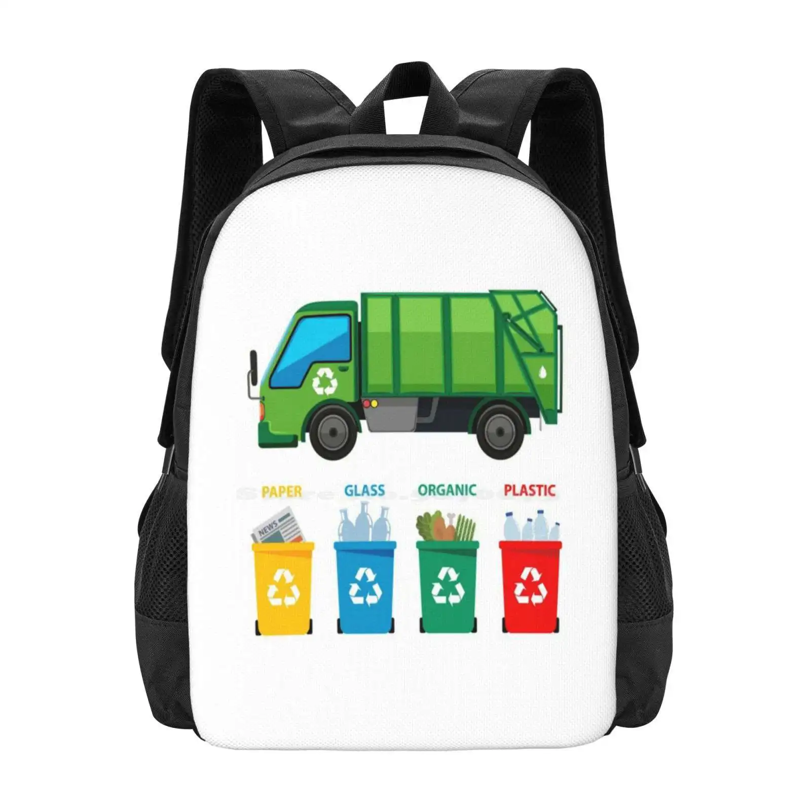 Garbage Truck T Shirt-Garbage Day Trucks Waste Management Pattern Design Laptop Travel School Bags Garbage Truck For Boys