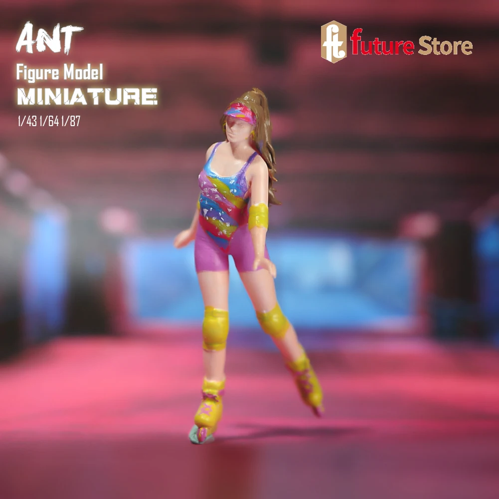 

ANT Resin 1/87 1/64 1/43 Roller Skating Beauty Miniature Figure Model Miniature Creative Photography Home Decoration