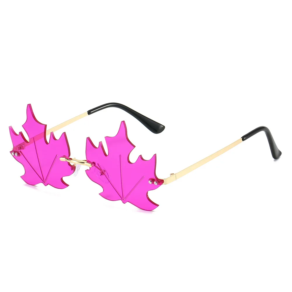 Canada Leaf Types Sunglasses for Women Rimless Designer Colorful Hip Hop Party Travel Sun Glasses Female Eyewear