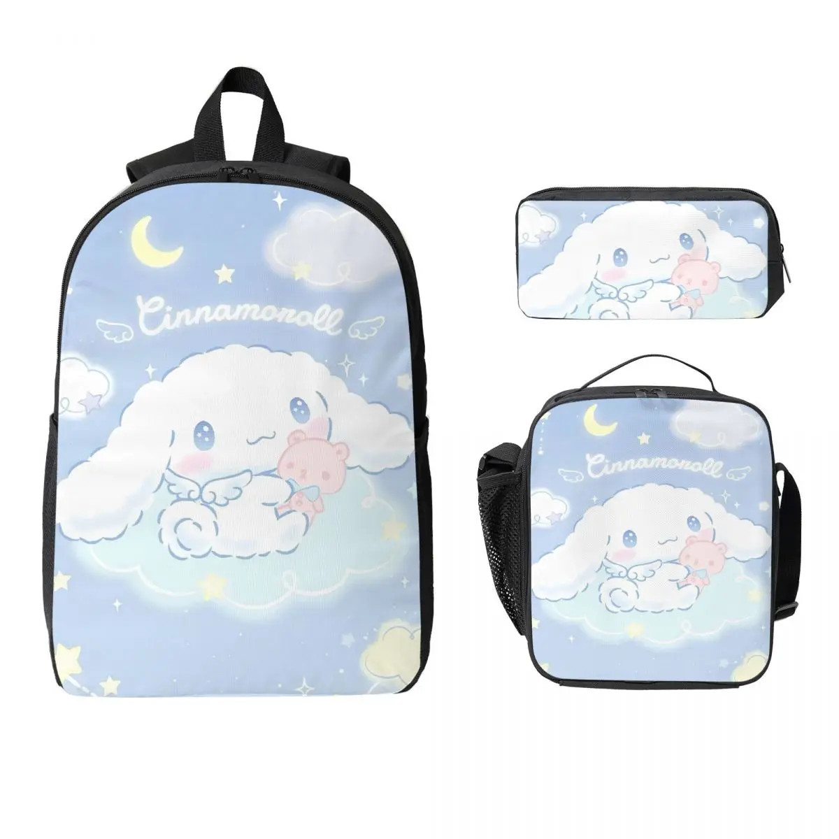 

Cinnamoroll Sanrio Backpack Student Boys Girls BookBag School Bag Laptop Shoulder Bags 3ps Insulated Lunch Bag Pencil Case