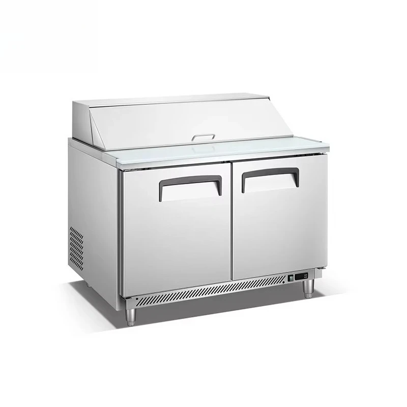 American pizza sandwich preparation table, refrigerated countertop salad refrigerator, restaurant refrigeration equipment