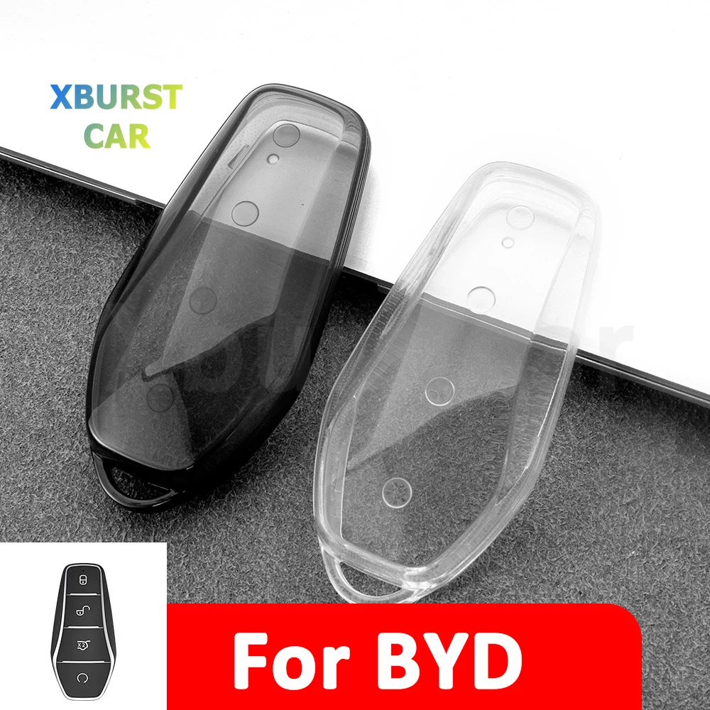 

Прозрачный чехол для автомобильного ключа из ТПУ, держатель для автомобильного ключа, чехол для BYD Han Ev Tang Dm/Qin PLUS/Song Pro/MAX/Yuan, аксессуары