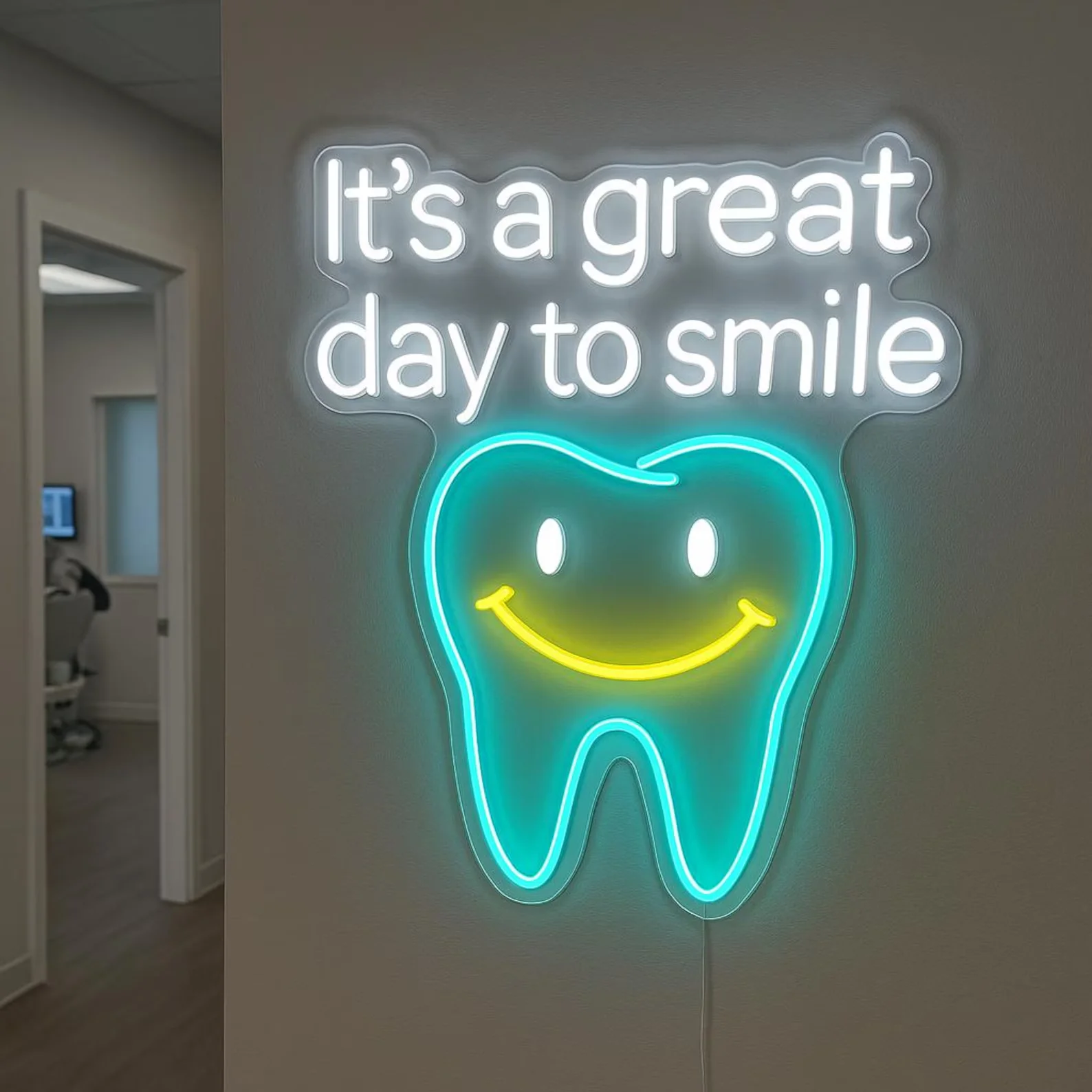It's a Great Day to Smile Neon Sign,Dentistry LED Decor,Dentist Office Neon Sign,Dental Clinic Neon Decor,Business Neon Sign