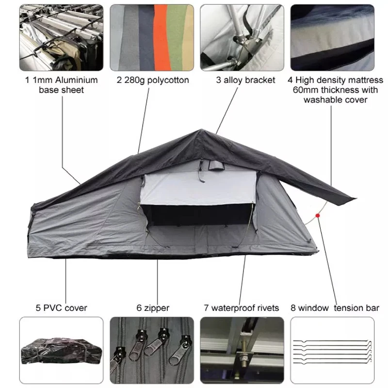 Cheap Camper Trailer Tents OEM/ODM Overland Vehicle Systems Four-season One Bedroom Extended Roof Top Rain Fly 280G