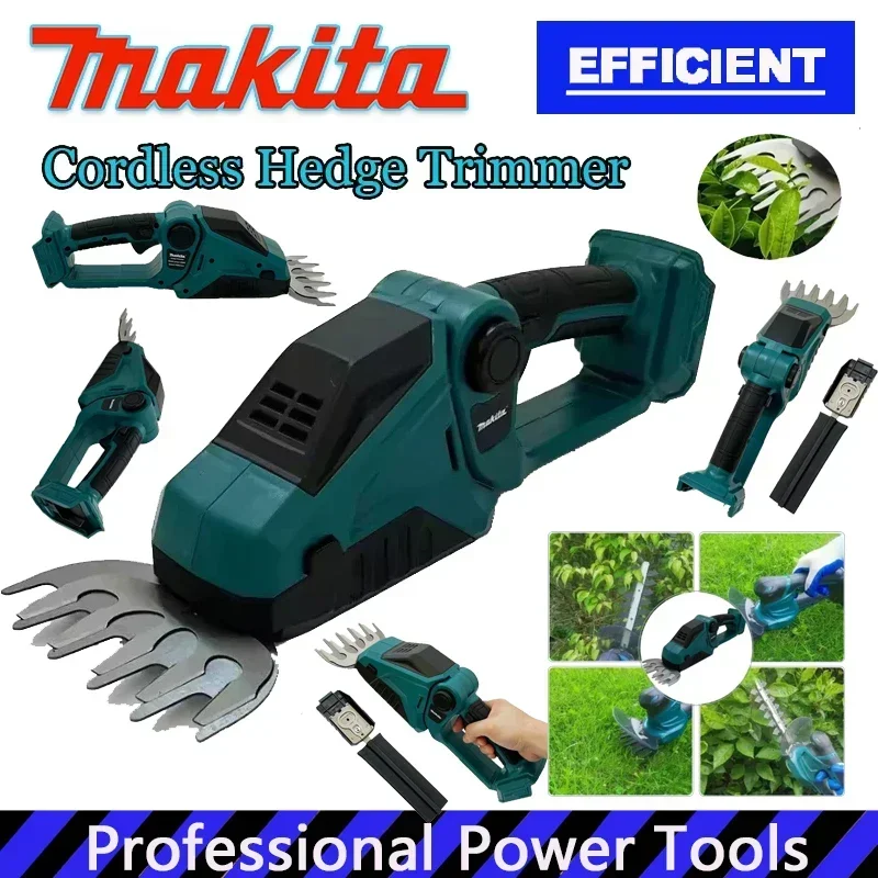 

Makita Cordless Hedge Trimmer 2-in-1 Mini Handheld Electric Grass Shears Operated Shrubbery Trimmer for Garden Tool