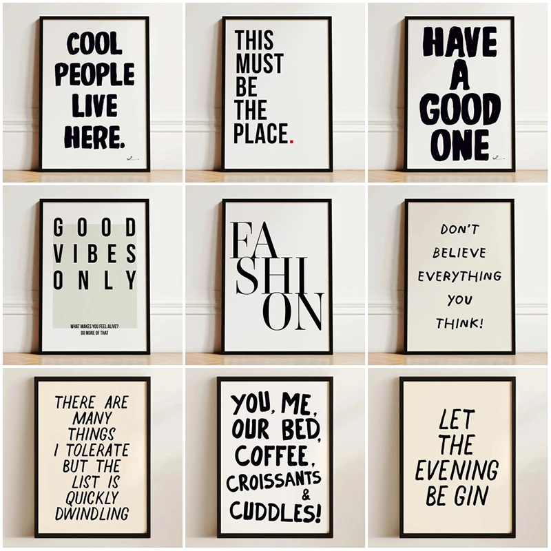 Black & White Inspirational Quote Poster Good Vibes Only Prints Wall Art Canvas Painting Picture for Office Home Decoration