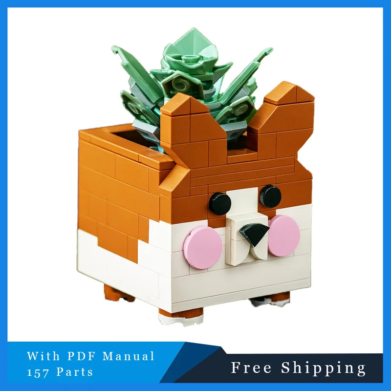 157개 부품 MOC 창의적인 식물 분재 모듈형 메이크업 액세서리 블록 조립식 모델 어린이 조립 생일 선물