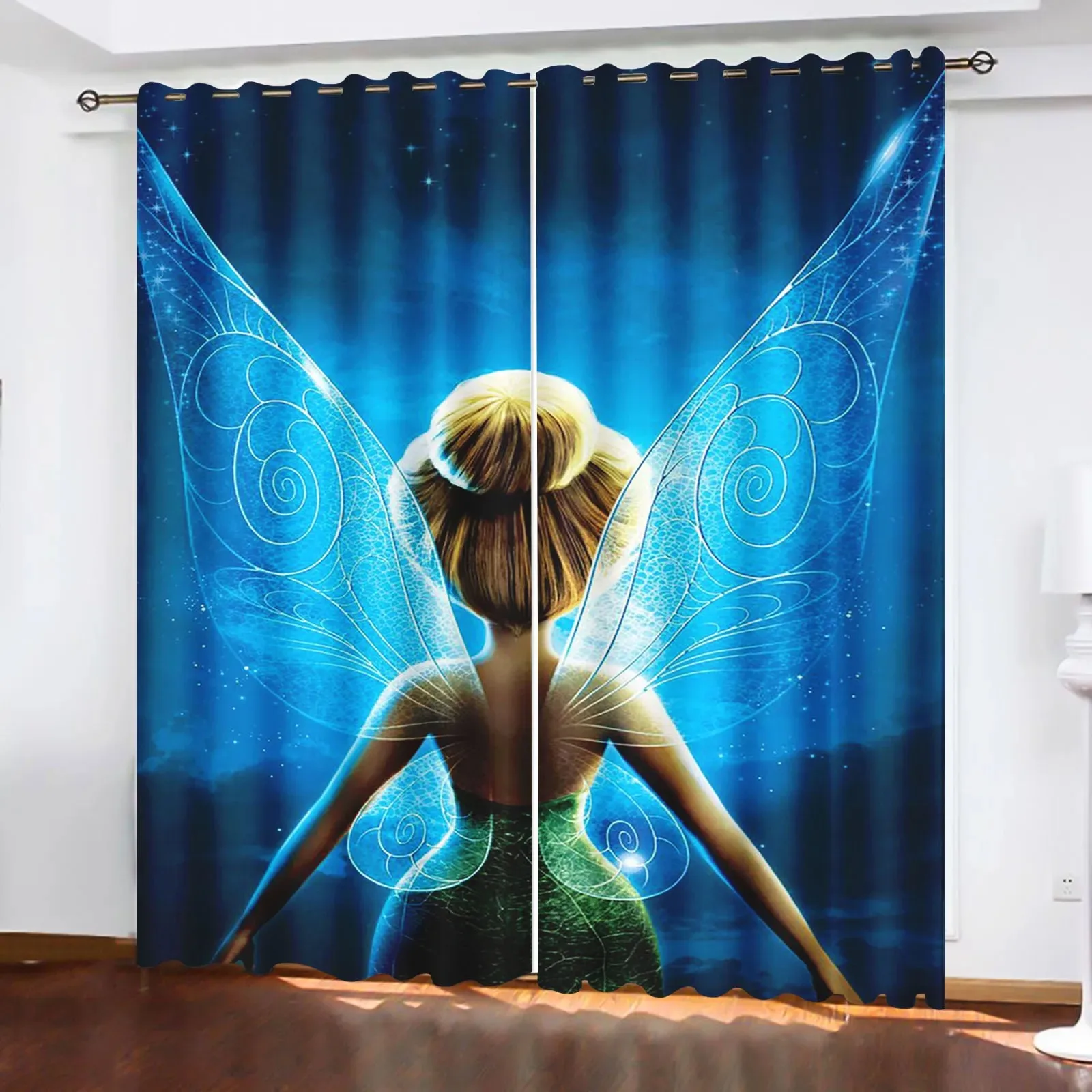 

Disney living room blackout cartoon curtains, tinkerbell animation curtains, customizable home living room bedroom decoration