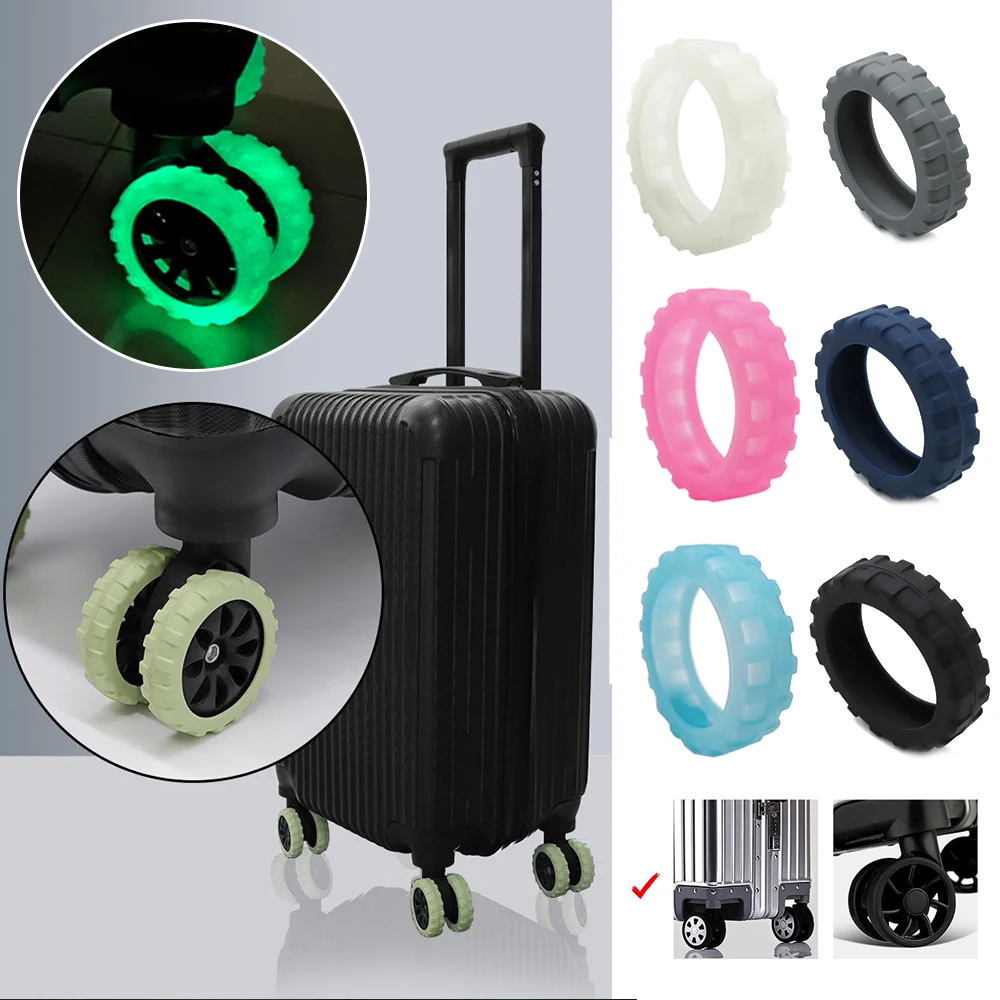 8PC Silicone Suitcase Wheel Protection Case with Silent Sound Travel Luggage Caster Reduce Noise Trolley Guard Cover Accessories