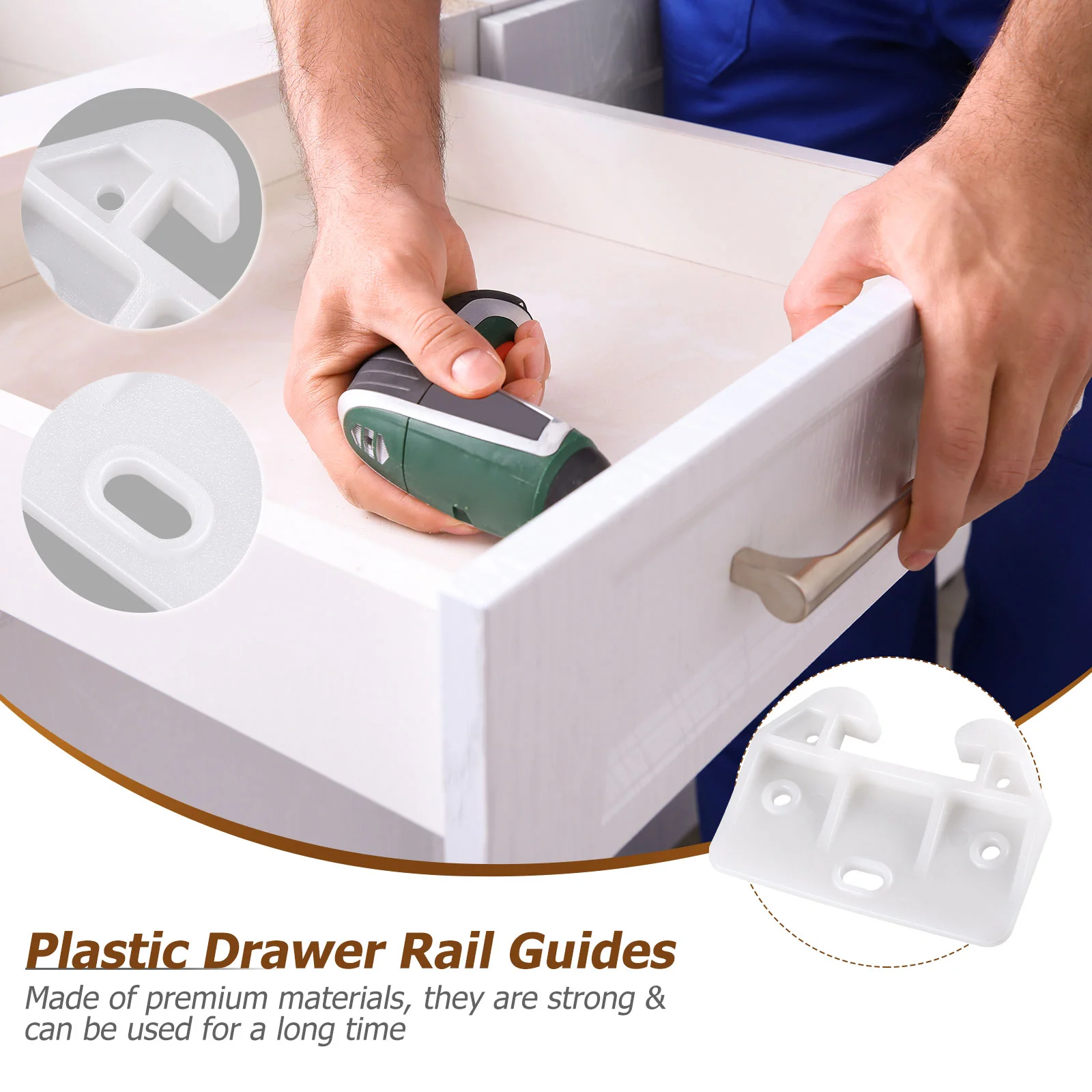 10 Pcs Plastic Drawer Track Guide Rail Slides for Dresser Kitchen Closet Furniture Replacement Hardware Easy Install