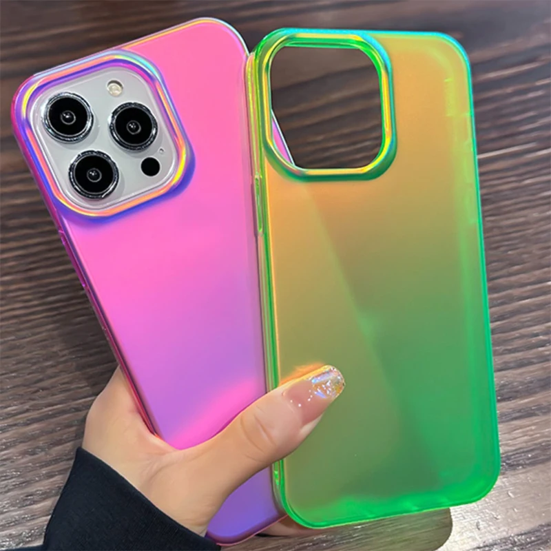 Colorful Phone Case Laser Matte Clear Silicone Soft Case For IPhone 14Pro Max 13 12 Transparent Shockproof Protective Back Cover