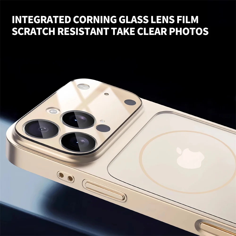 Cambia in pochi secondi per iPhone 17 Pro 16 15 14 13 Pro Max Custodia per telefono con finestra grande in vetro premium Set protettivo magnetico opaco
