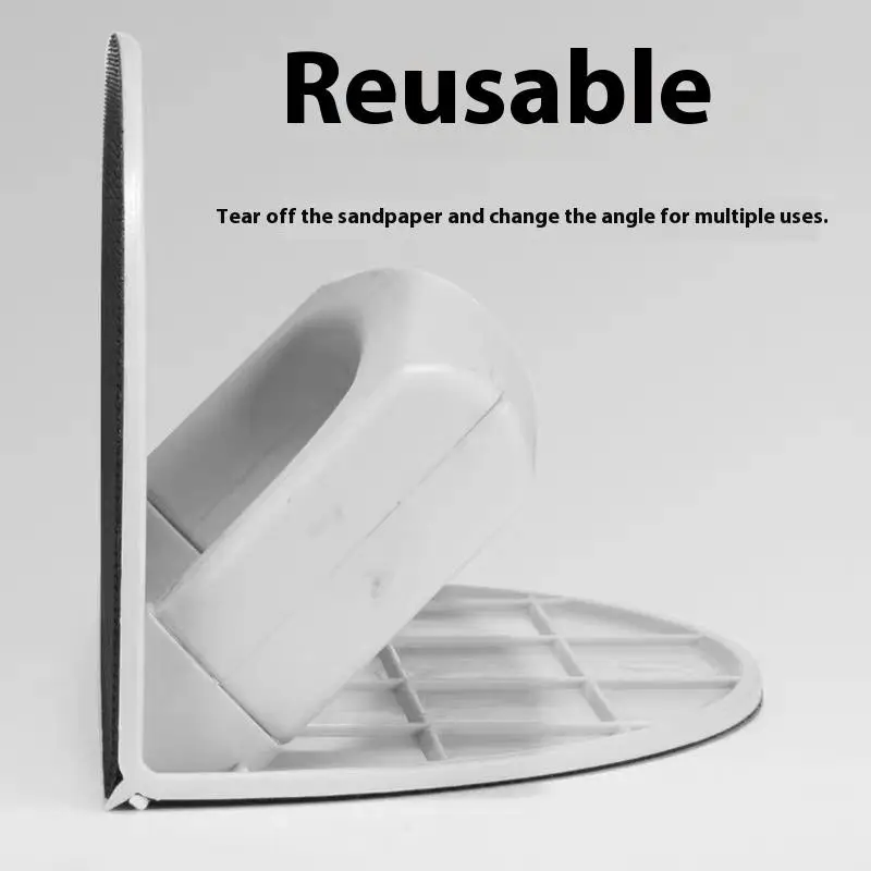 1 Set Plastic Corner Sander Ergonomic Handheld Tool For Woodworking DIY Projects Self Adhesive Half Circle Sanding Pad Holder