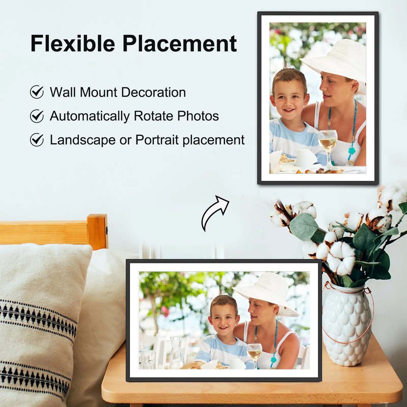 Digital Photo Frame 15.6 Inch WIFI Digital Picture Frame Smart Electronic Image Album Bulit-in 32GB for Gift Giving Touch Frame