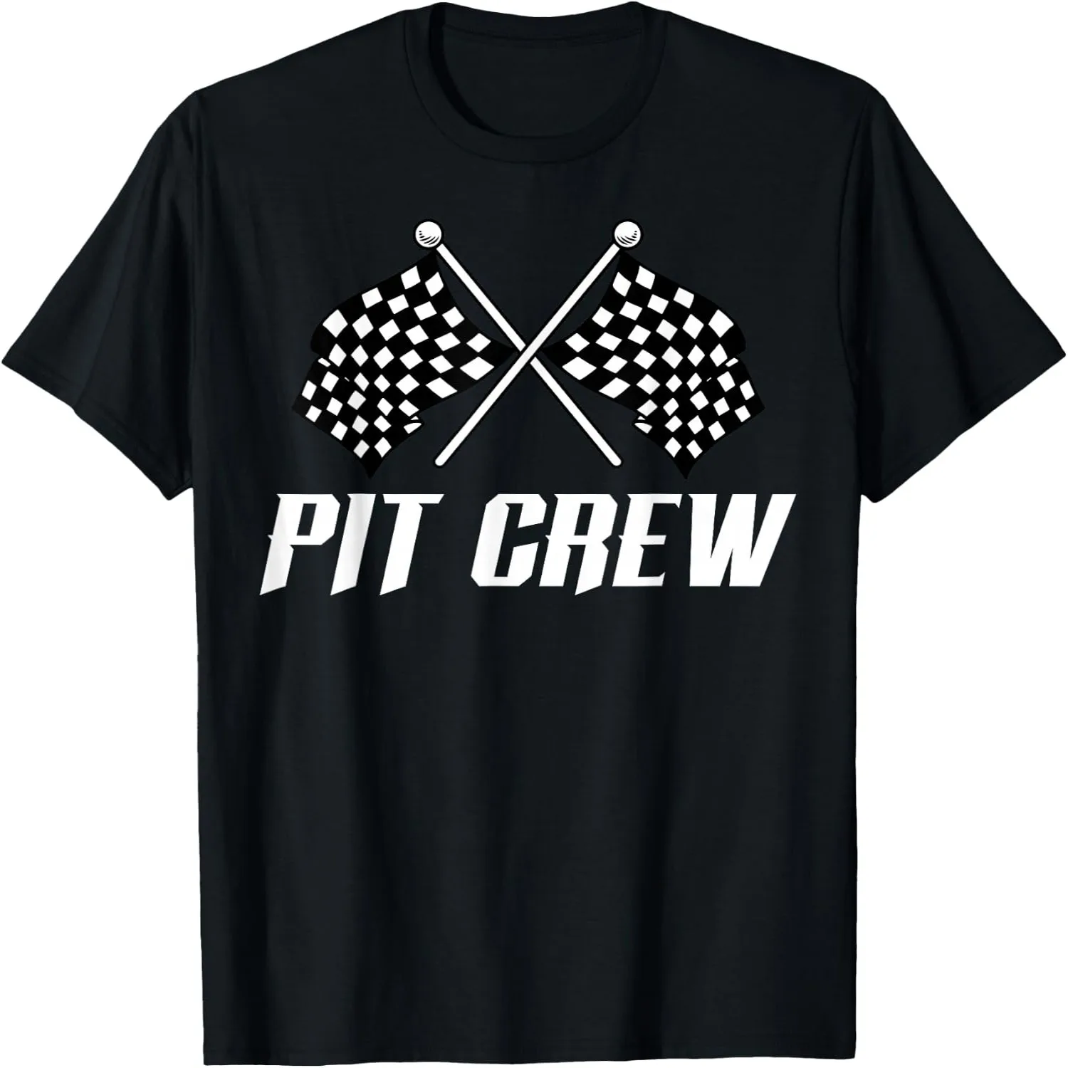 Pit Crew Checkered Race Flag Racing Family Party T-Shirt