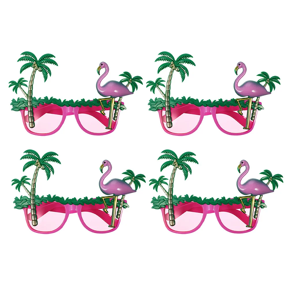 4 Uds gafas hawaianas flamenco Tropical diseño de árbol de coco gafas de sol de fiesta para playa Luau baile traje eventos accesorio