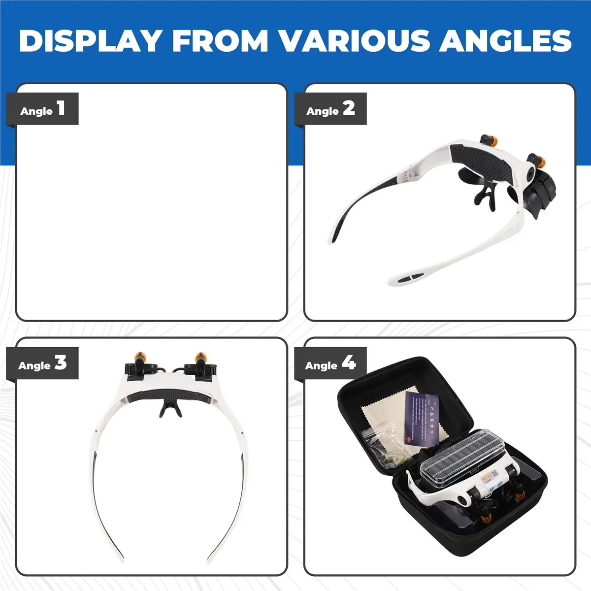 DT81 Glasses for Close Work, Jewelers Magnifying Glass with Light & 5 Interchangeable Lens Pairs(2X 4X 6X 10x 13x), Headband
