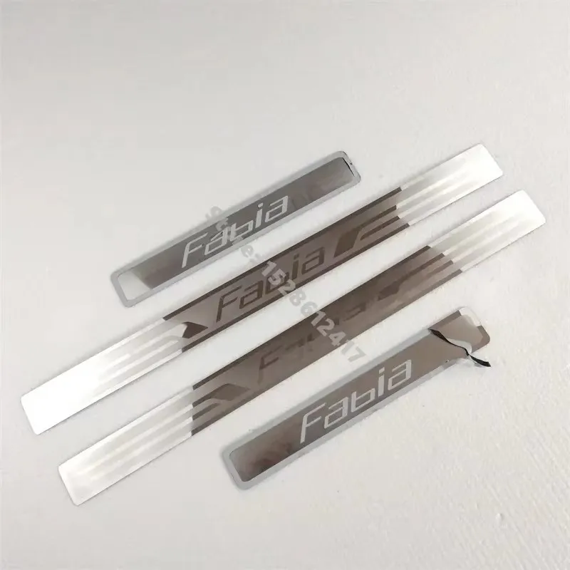 For Skoda Fabia 2006 2007 2008 2009~2024 car Accessories Door sill scuff plates thresholds protector Stickers Welcome Pedal