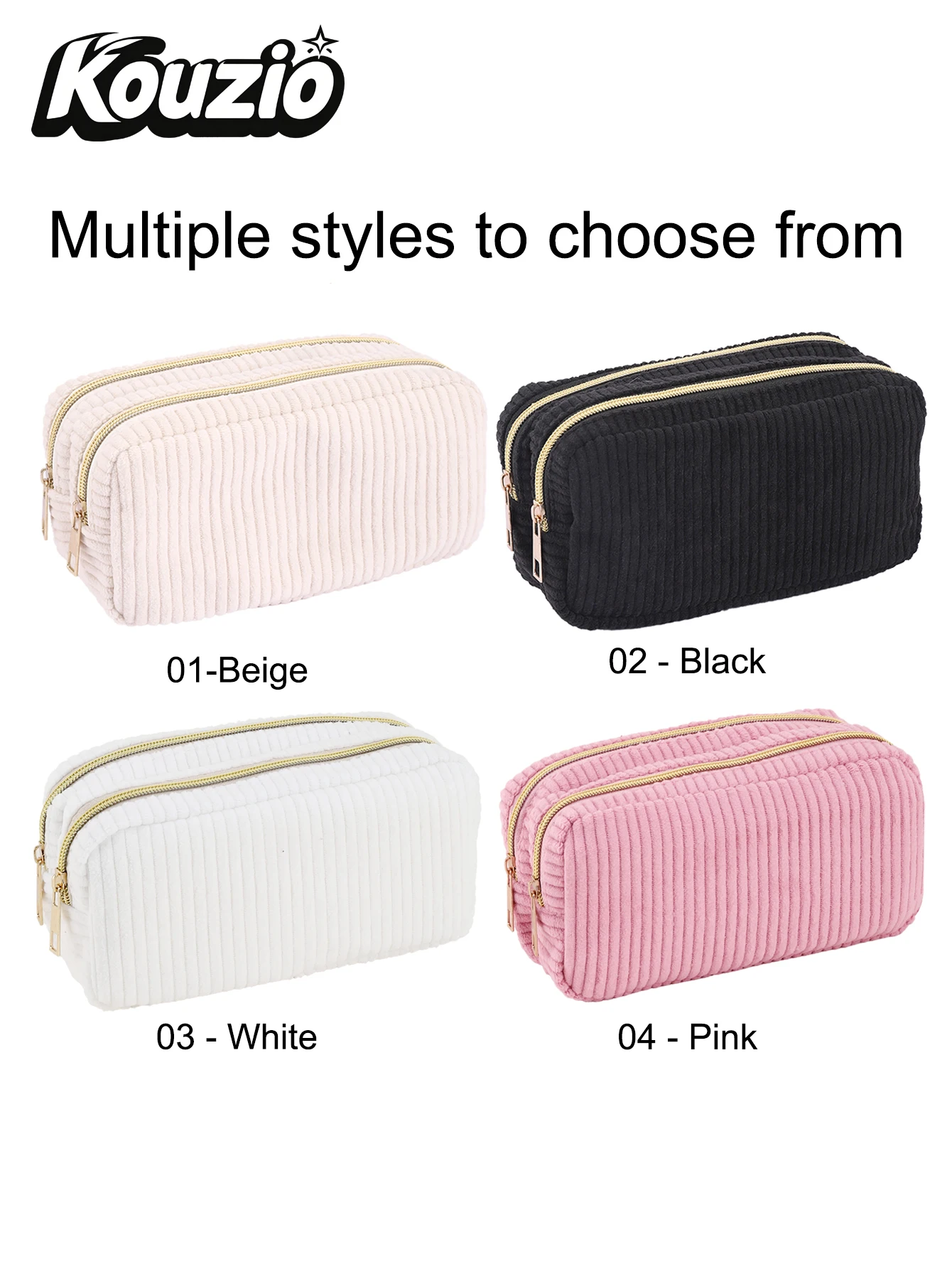 Personalized Name Corduroy Pencil Case Dual Zipper Two Layer Box Pen Bag Embroidered Stationery Pouch Back to School Supplies view 6