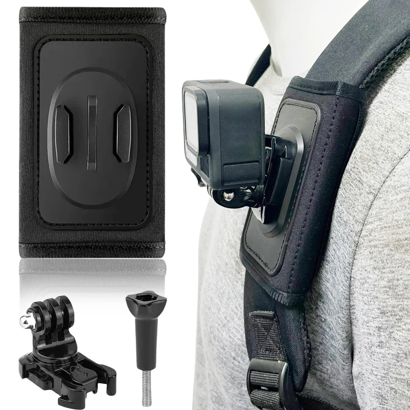 360° Rotate Camera Adjustable Holder With Backpack Shoulder Strap Belt Mount for GoPro Hero 13 12 11 10 9 DJI Action 5 Insta360