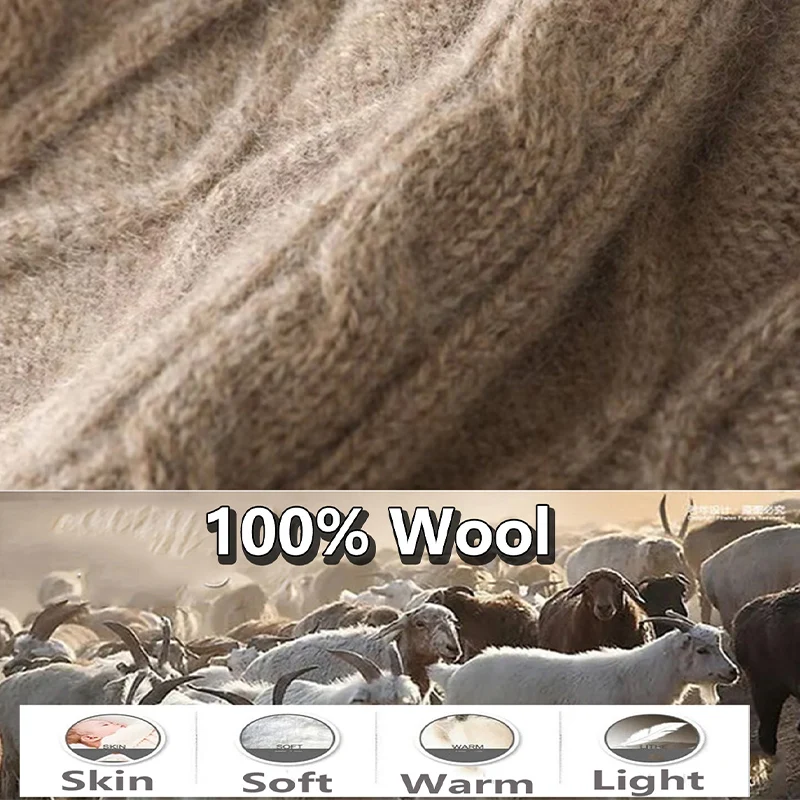 100% Merino Wool Beanies for Women Winter Autumn Solid Warm Soft Wollen Hat Ear Protect Female Bonnet Skullies Cap