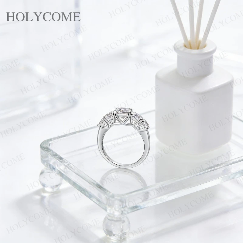 

Moissanite Ring 925 Sterling Silver Total 2.6CT D Color VVS1 Sparkling Ring For Women Wedding Anniversary Promise Jewelry
