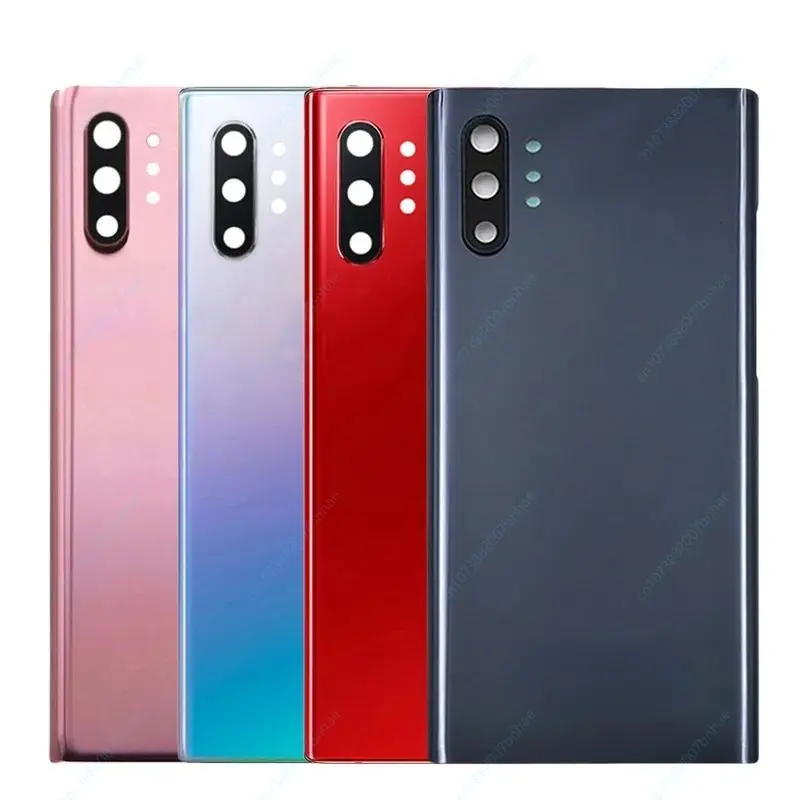 

Задняя крышка аккумулятора для Samsung Galaxy Note 10 Plus N970F N975F Note10 Задняя стеклянная панель Корпус клейкий + объектив камеры