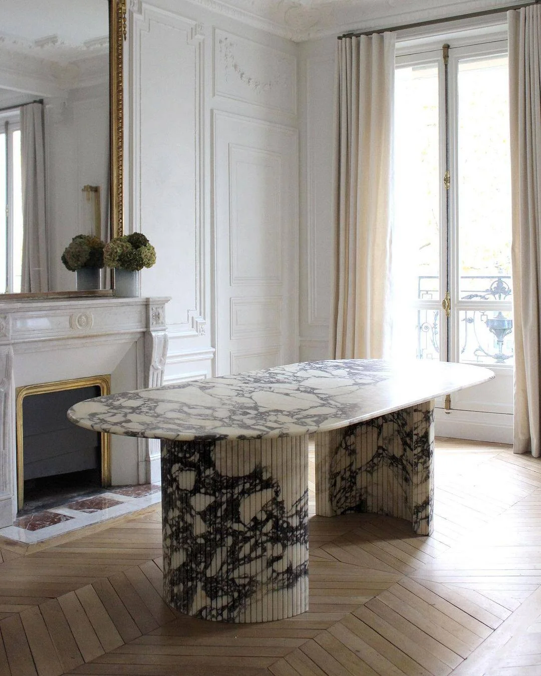 h*-Natural French Style Calacatta Viola Marble Dining Table Italian Imported Modern Design Rectangular 8-Seater Island Table