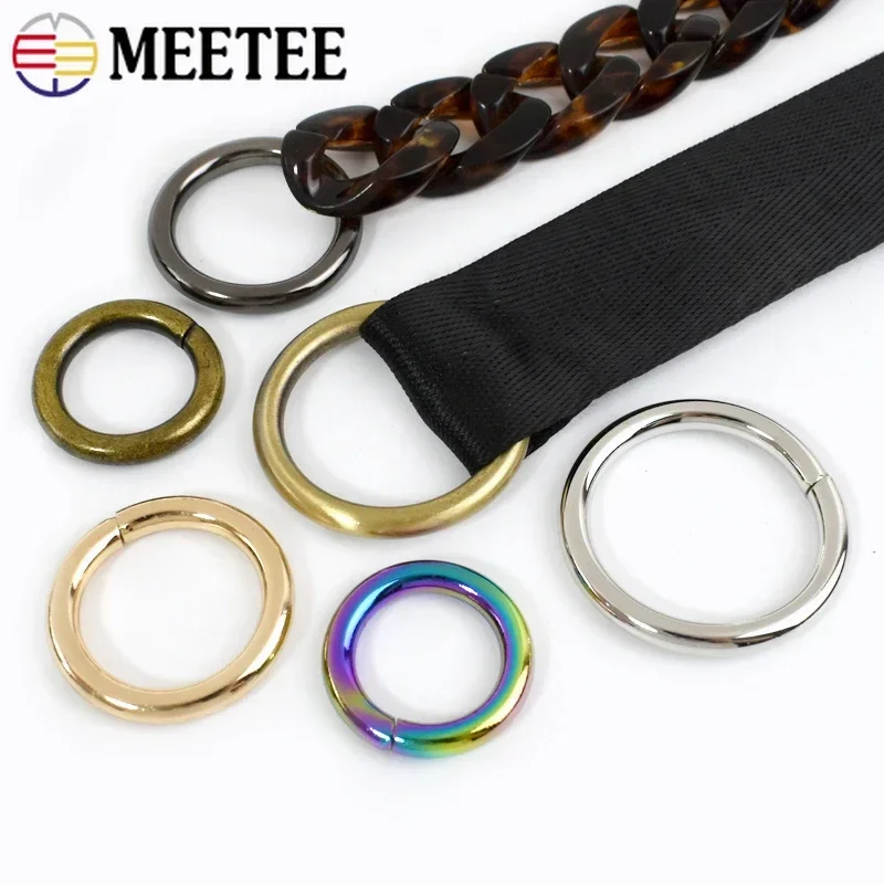 20Pcs 20-50mm O Ring Metal Buckles Dog Collar Connection Rings Hook Bag Strap Carabiner Clips Belt Buckle Chain Loop Accessories