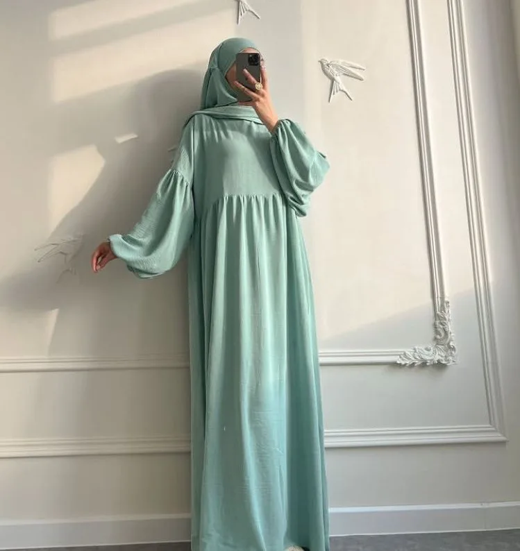 

Турецкое платье Абая в Дубае, однотонное свободное сложенное платье макси с шарфом, хиджаб