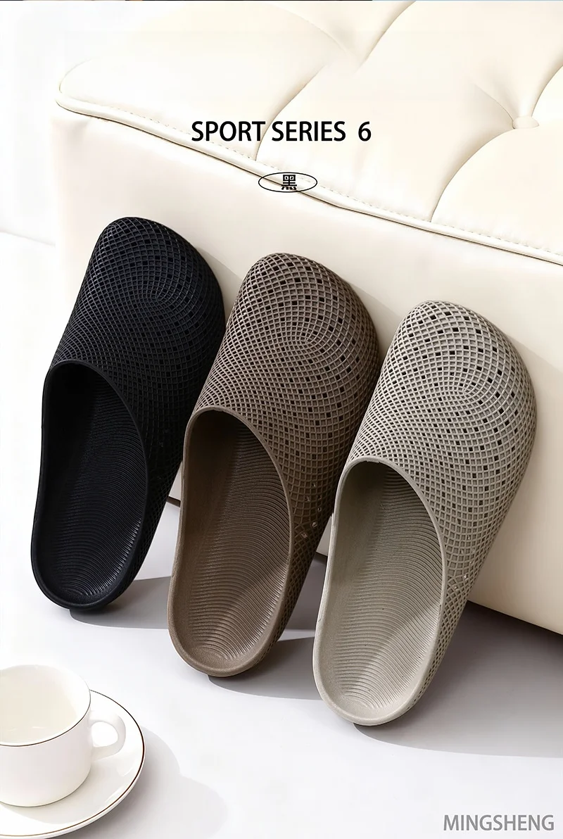 Sommerliche, atmungsaktive, leichte Herren-Clogs mit Belüftungslöchern, rutschfeste Outdoor-Slip-On-Sandalen, halb geschlossene Freizeitschuhe für die Arbeit. – Detail 2