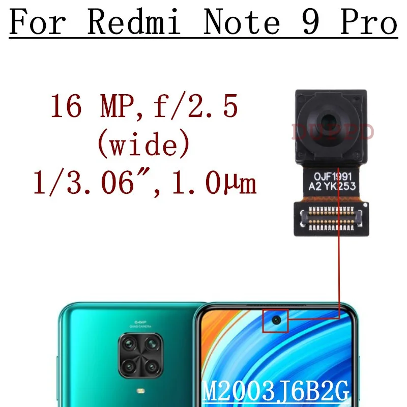 Per Xiaomi Redmi Note 9 Pro Note9 9Pro anteriore posteriore posteriore fotocamera frontale frontale frontale modulo fotocamera Selfie muslimah