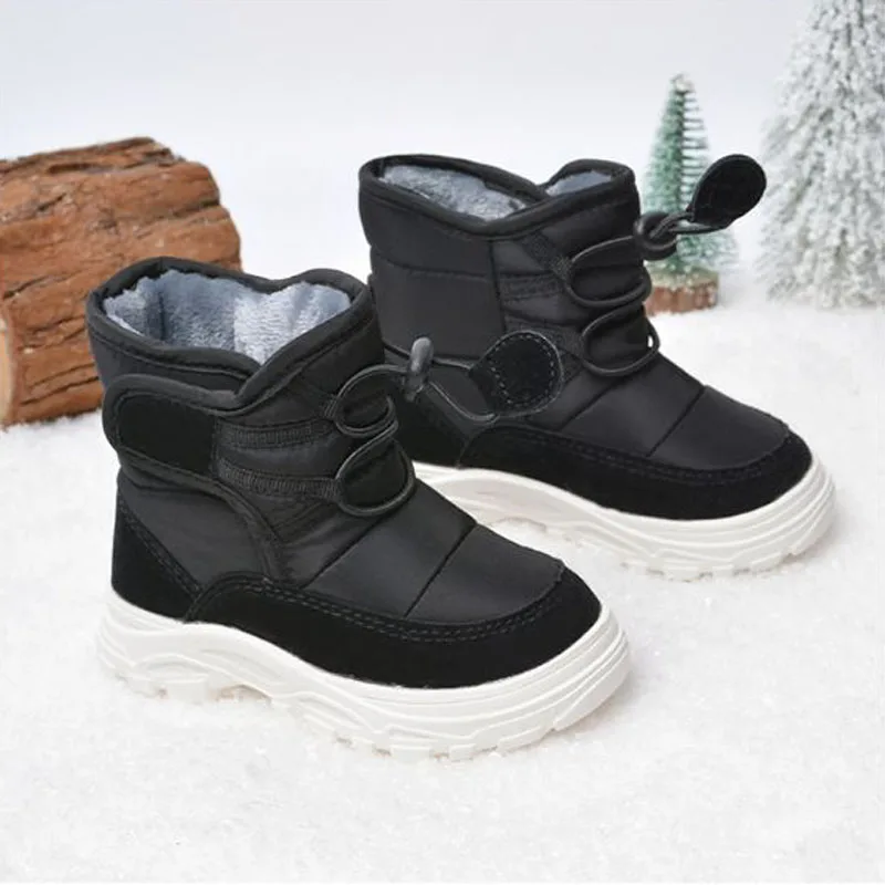 Winter Kids Baby Boots Soft Soles Children Snow Boots for Boys and Girls Keep Warm Kids Toddler Shoes Black White Gray CSH1558