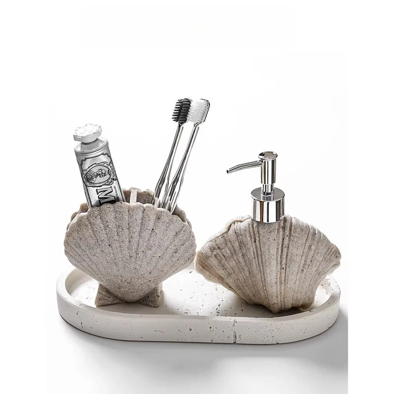 

Bathroom Travertine Toothpaste Toothbrush Holder Rack Shelf Desktop Washbasin Storage Racks Comb Storages Room Decoration