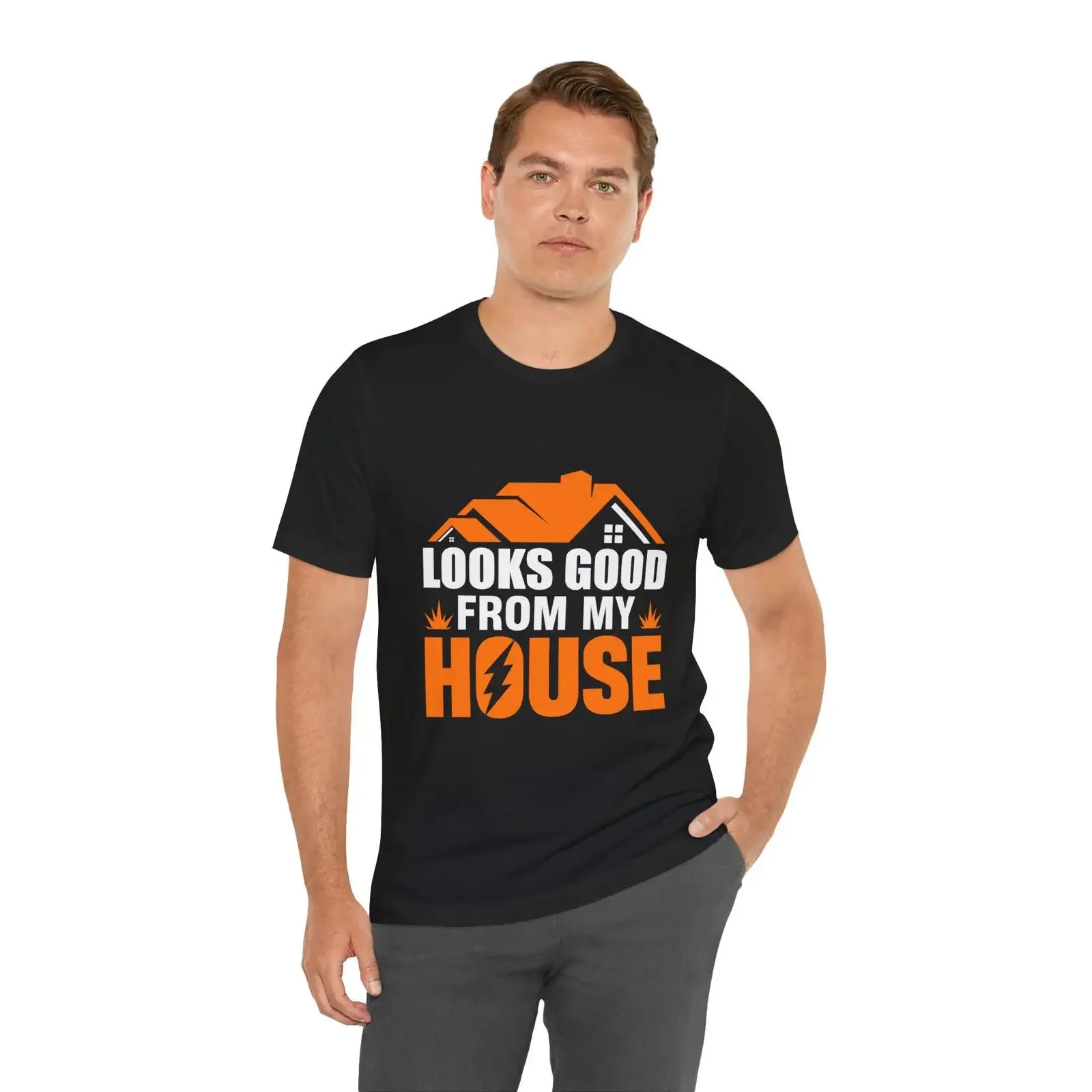 Looks good from my house T Shirt Electrician Humor Wire NuT Tradesman Joke vintage Washed designer clothes