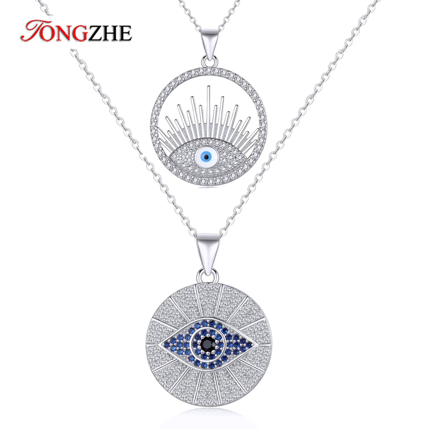 TONGZHE Evil Eye Necklace Charm Pendant for Crystal DIY 925 Sterling Silver Enamel Charm Luxury Jewelry Making Fine Jewelry