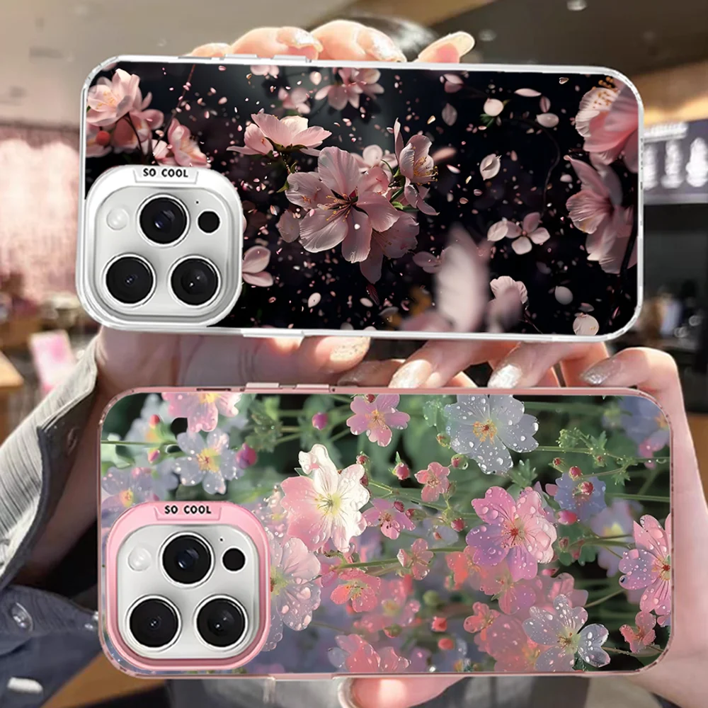 P-Pink S-Spring Cherry Blossoms Phone Case For IPhone 16 15 14 13 12 11 Pro Max X XR XSMAX 8 7 Plus Matte Shockproof Back Cover