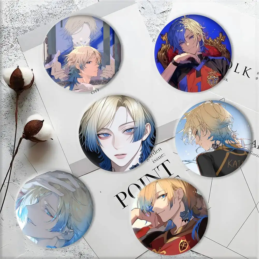 Classic Anime B-Blue Lock Michael Kaiser Manga Badges Round Cosplay Pin Bag Decor Fans Collect Friends Gifts Brooch